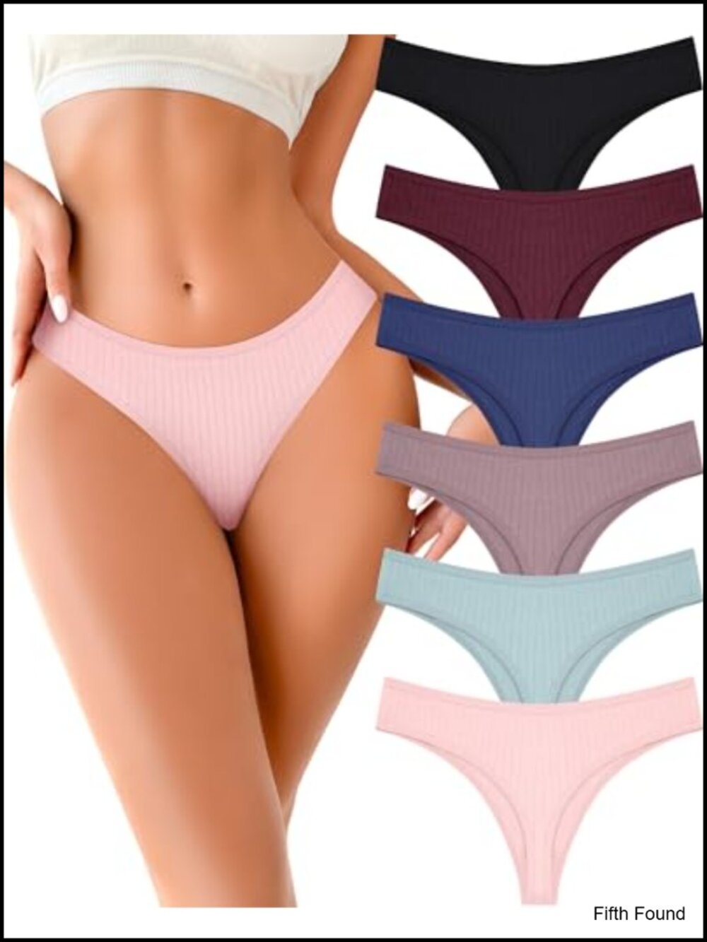 Cotton Thongs Underwear Women Breathable Low Rise Panties 6 Pack